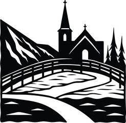 church silhouette vector illustration