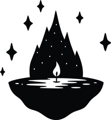 silhouette of a candle in the water