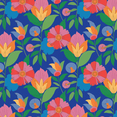 Watercolor colorful seamless floral pattern design