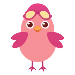Pink Chick Pilot Vector ? Cute Vintage Aviator Bird Illustration for Adventure Lovers .eps