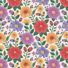 Watercolor colorful seamless floral pattern design