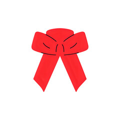 Red ribbon bow isolated on transparent background