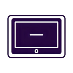 Purple digital tablet with a dark screen isolated on transparent background