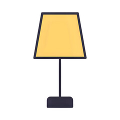 Simple modern desk lamp with yellow shade isolated on transparent background