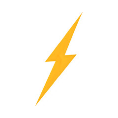 Yellow lightning bolt symbol isolated on transparent background