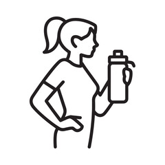 Woman in athletic wear holding a water bottle after a workout