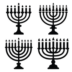 Fototapeta premium hanukkah blessings minimal silhouette icon set, Chanukah vector icons