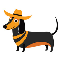 Dachshund Cowboy Minimalist Sketch Vector Illustration ? Cartoon, Clipart and Line Art Design .eps