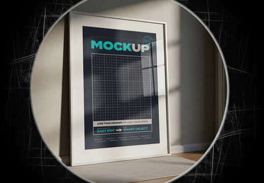 Stand Vertical Poster Mockup Peephole View