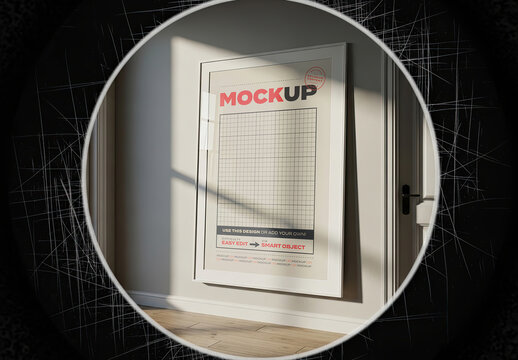Vertical Frame Poster Mockup Spyhole View