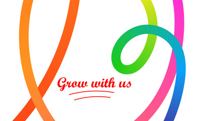 Grow With Us – Colorful Ribbon Lines Vector, Business Growth & Hiring
