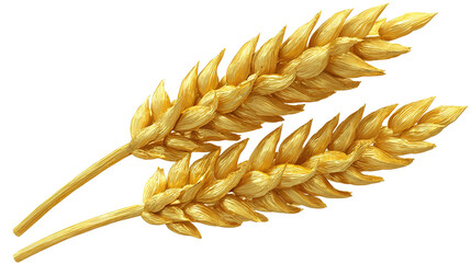 golden wheat ears 3d render icon in cartoon plastic style minimal isolated on transparent white background