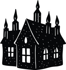 house on a black background