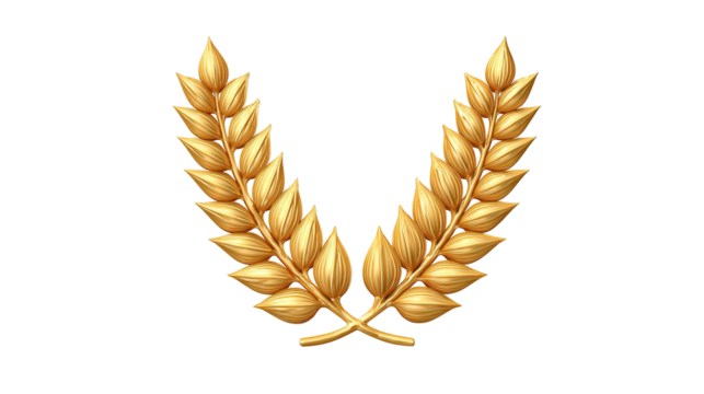 golden wheat ears 3d render icon in cartoon plastic style minimal isolated on transparent white background