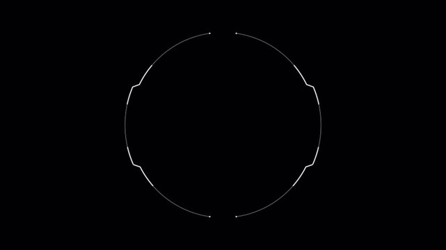 Futuristic Digital Interface: Dynamic Circular Scan with White Arcs on Black