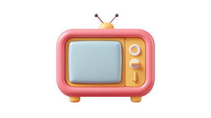 television 3d render icons in cartoon plastic style minimal isolated on transparent white background,