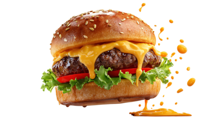 fresh tasty burger isolated on transparent Remove  background png