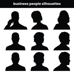 Set of business people silhouettes in different poses isolated on white background perfect for corporate design teamwork illustration office artwork and professional business themed vector projects