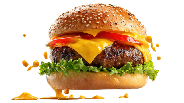 fresh tasty burger isolated on transparent Remove  background png