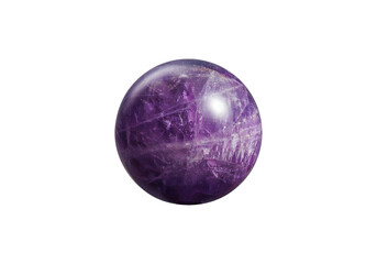 A vibrant amethyst ball on an isolated white background, featuring rich purple tones and a glossy...