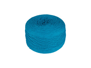 A rich Blue yarn ball with a smooth texture, isolated on a white background. Ideal for knitting, crocheting, or craft projects, this elegant skein adds a luxurious touch to creative handmade designs