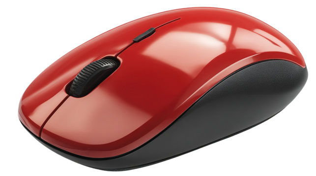 Modern computer red mouse isolated on transparent background png