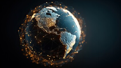 Global Network Connections Illuminated Earth