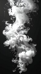 Black background with a plume of swirling white smoke