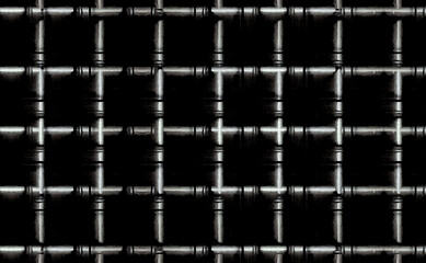 パイプで作られた鉄、金属、メタルの格子、枠のイメージの模様、柄のイラストの背景、壁紙、テクスチャ