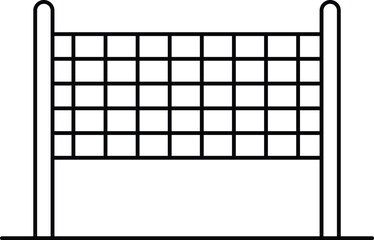 Outline vector icon of a volleyball with a rope net. Represents sport, competition, teamwork, and recreation. Perfect for fitness designs, sports infographics, mobile apps, and game illustrations