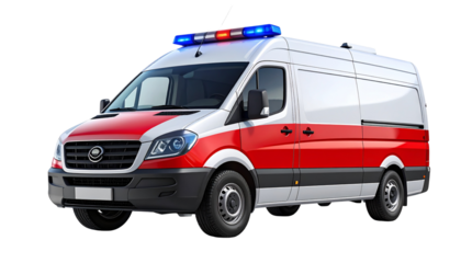  Modern Emergency Medical Service Van, Red and White
