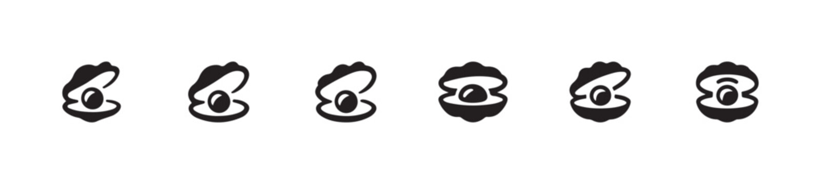 Oyster shell icon set, seashell icons, oyster and pearl logo, vector illustration eps 10.