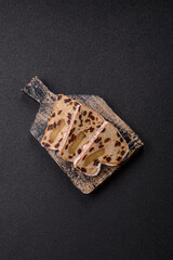 Stollen, a German Christmas pastry for the winter holidays. Stollen as a food background