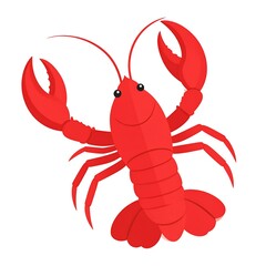 Animated image of a bright red crustacean with large claws, smiling