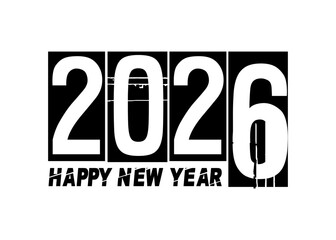 Happy new year 2026 text design for brochure design template card banner vector illustration.	