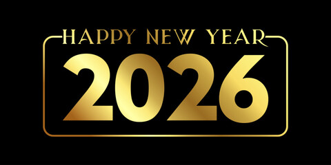 Happy new year 2026 text design for brochure design template card banner vector illustration.	