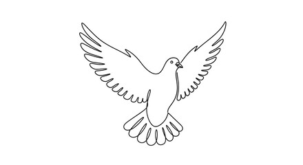 Fototapeta premium A simple, elegant line drawing of a white dove with its wings spread wide, symbolizing peace and freedom.