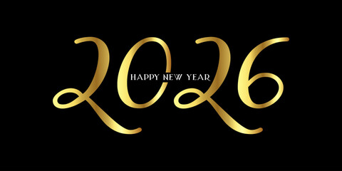 Happy new year 2026 text design for brochure design template card banner vector illustration.	