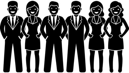 Diverse team of professionals standing together in solidarity and teamwork