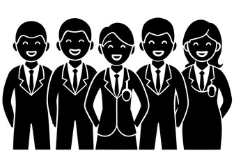 Team of doctors and medical professionals standing together in solidarity pose