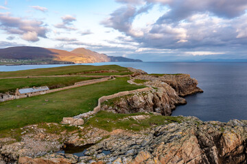 Aerial view of Rathlin O'Birne island in County Donegal, Irleand