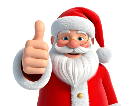 Cartoon Santa Claus gives a thumbs-up gesture