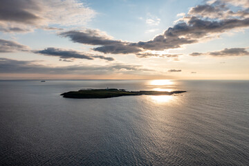 Aerial view of Rathlin O'Birne island in County Donegal, Irleand
