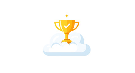 Golden Trophy on a Cloud An AI Vector Illustration of Achievement and Success