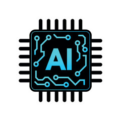 AI microchip logo with digital circuit and tech concept