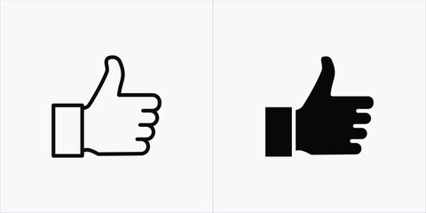 Vector art of two thumbs up icon, one black and one white