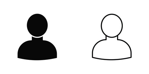 Vector art of two silhouette icons of a person, one black and one outline