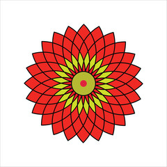 Vector art of geometric red and yellow flower