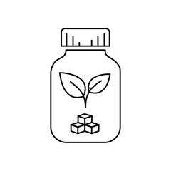Vector art of bottle with plant sprout and sugar cubes