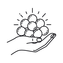 Vector art of hand holding glowing orbs, concept of care, protection, or holding something precious